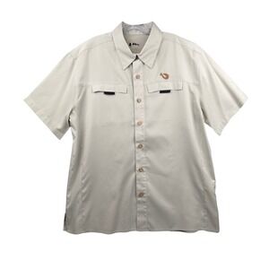 Mojo Sportswear Mens Short Sleeve Fishing Shirt Size Large Tan